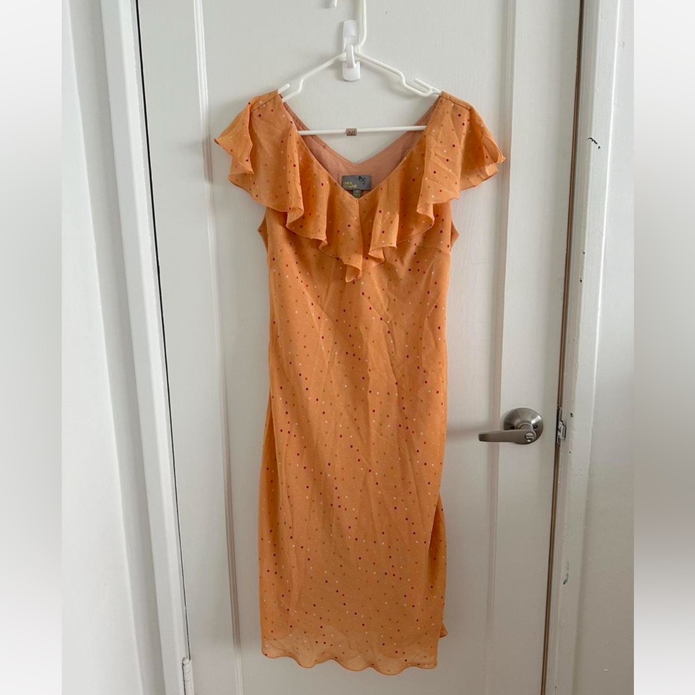 Vintage Y2K Fairy Ditsy Orange Polka Dot Ruffled Women's Dress